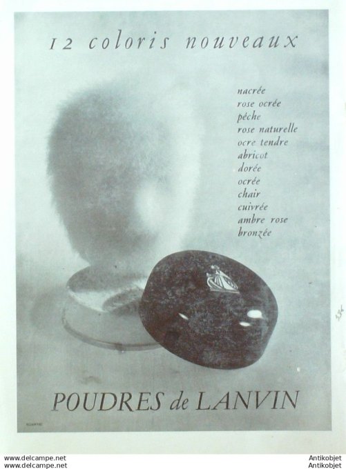 Publicite Cosmetique Lanvin 1948