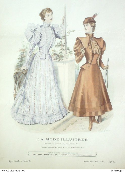 Gravure Mode illustree 1896 # 36 (Old Fashion plate) RARE