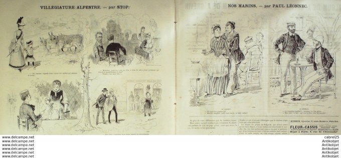 Le Journal Amusant 1886 # 1566 Villegiature Alpestre Stop Chasse Henriot La Mer Grevin