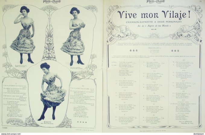 Paris qui chante 1903 n° 23 Polaire FranckFursy Lydia Girard Bluette Brille