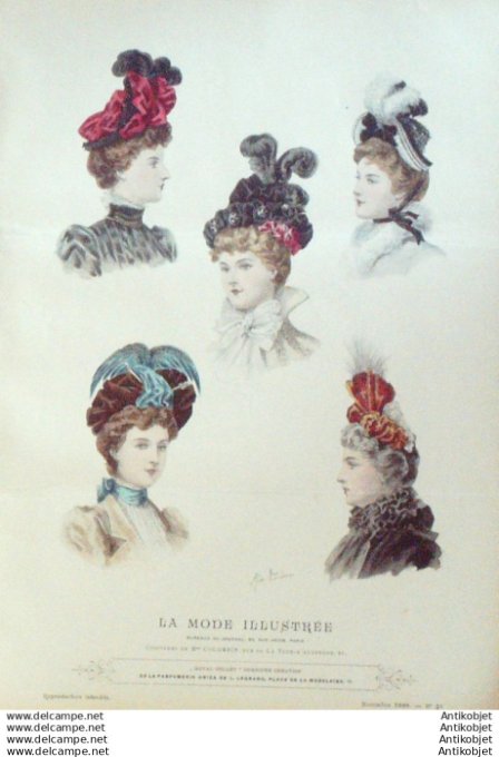 Gravure Mode illustree 1898 # 45 (Old Fashion plate) RARE