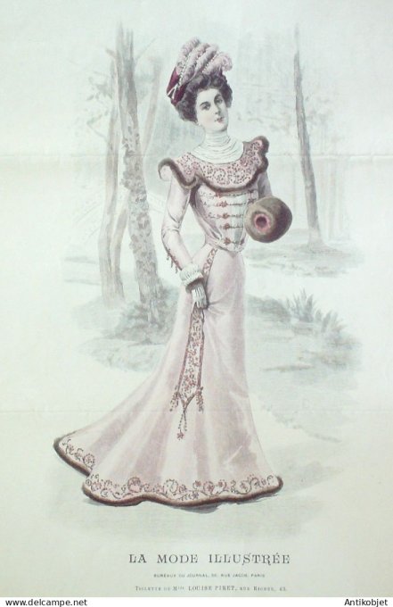 Gravure Mode illustree 1901 #  3 (Old Fashion plate) RARE