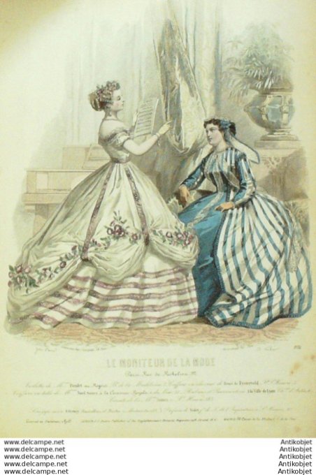 Gravure Mode Le Moniteur 1865 # 804 (Old Fashion plate)