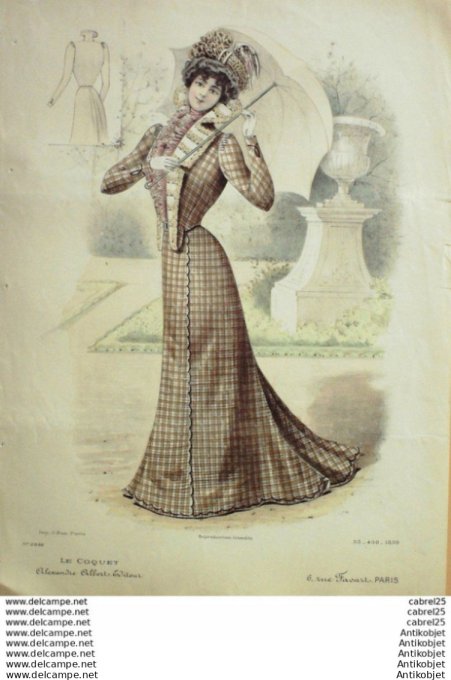 Gravure Mode Le Coquet 1899 # 33 (Old Fashion plate)