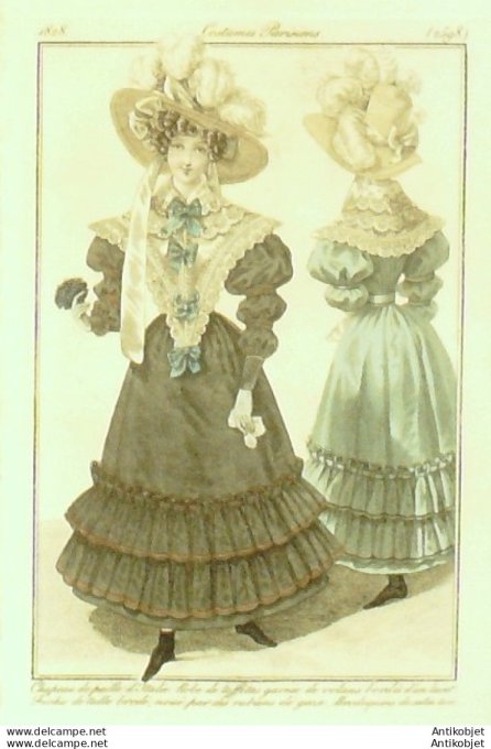 Costume Parisien 1828 # 2598 Robe de taffetas garnie de volans