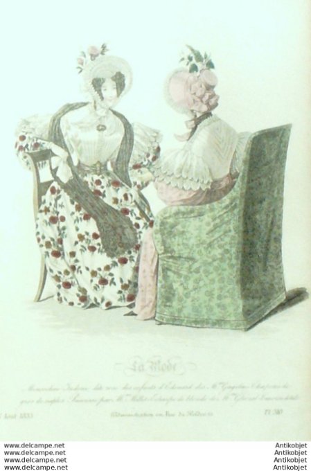 Gravure La mode 1833 # 320 (aquarelle old Fashion plate)