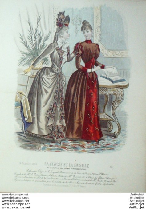 Gravure Mode La Femme & La Famille 1889 # 01 (Old Fashion plate)