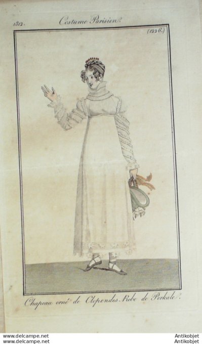 Costume Parisien 1812 # 1226 Chapeau Clopendes Robe Perkale