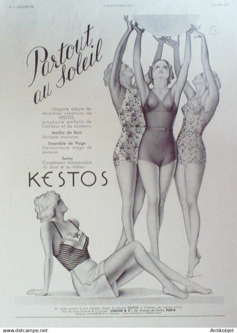 Publicité Lingerie Kestos Vahiné signée Lk 1937