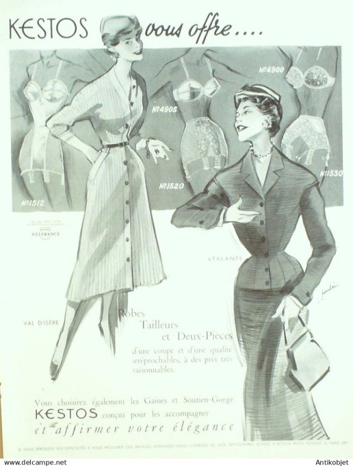 Publicité Lingerie Kestos Vahiné signée Paulin 1959