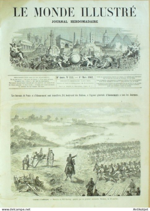 Le Monde illustré 1862 n°255 Mill-Spring Alger Mexique Types Limonadiers