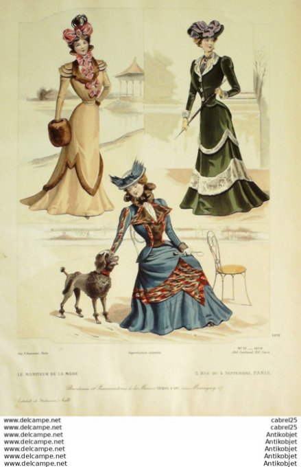 Gravure Mode Le Moniteur 1898 # 51 (Old Fashion plate)