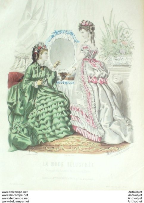 Gravure Mode illustree 1873 # 16 (Old Fashion plate)