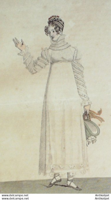 Costume Parisien 1812 # 1226 Chapeau Clopendes Robe Perkale