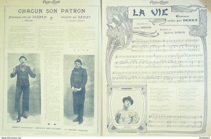 Paris qui chante 1905 n°118 Liliette Dranem Berka Lamberty Vasser Muger Lacroix