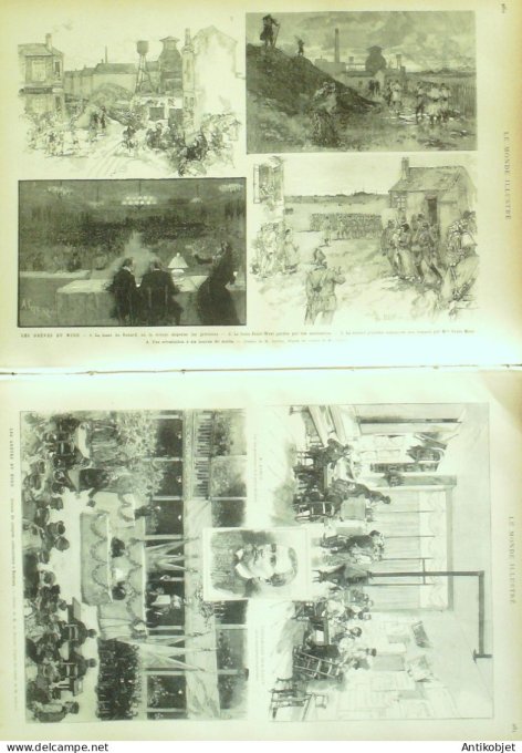 Le Monde illustré 1884 n°1413 Roubaix (59) buttes Montmartre Mairie du XIX