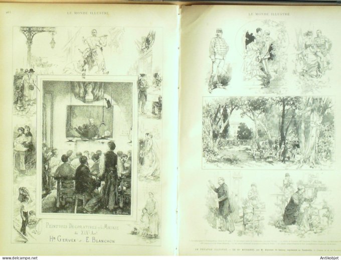 Le Monde illustré 1884 n°1413 Roubaix (59) buttes Montmartre Mairie du XIX