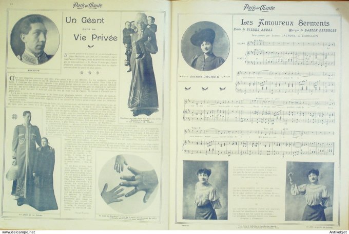 Paris qui chante 1905 n°118 Liliette Dranem Berka Lamberty Vasser Muger Lacroix