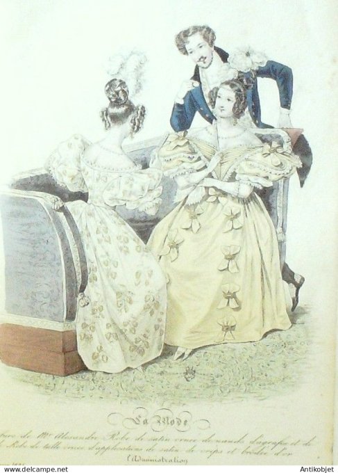 Gravure La mode 1835 # 428 (aquarelle old Fashion plate)