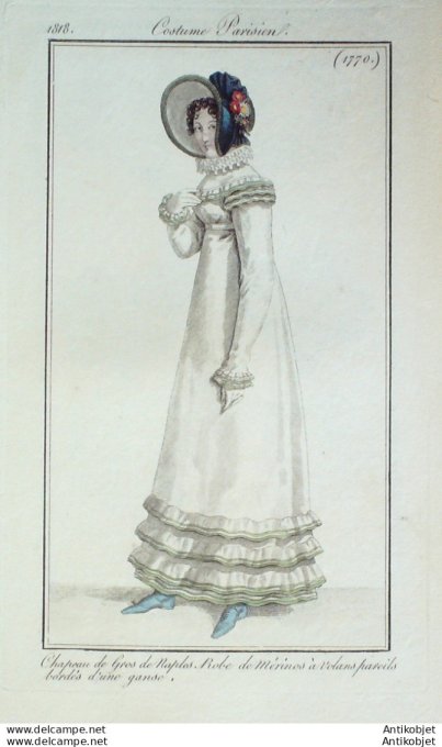 Costume Parisien 1818 # 1770 Robe de mérinos à volants