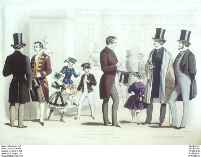 Gravure Mode Le Progres 1856- 3 (Old Fashion plate) Rare