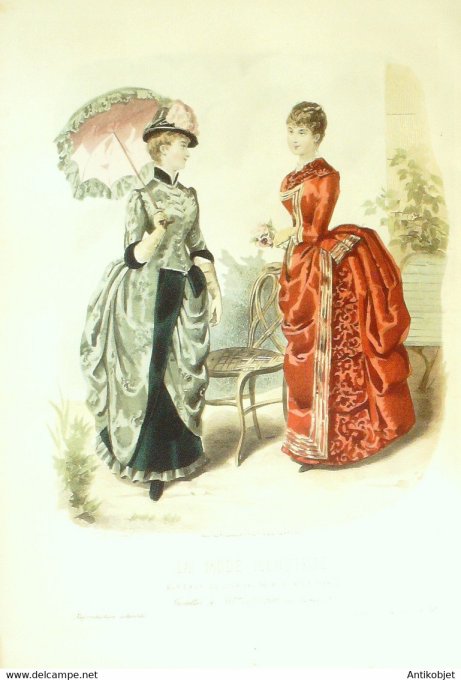 Gravure de mode La Mode illustrée 1884 n°40 (Maison Coussinet)