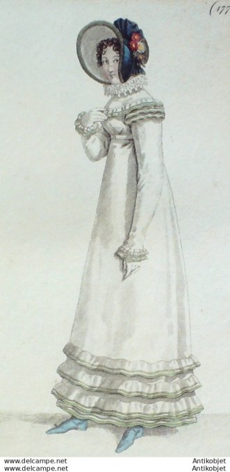 Costume Parisien 1818 # 1770 Robe de mérinos à volants