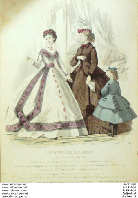 Gravure Mode Le Moniteur 1865 # 798 (Old Fashion plate)