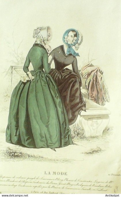 Gravure La mode 1840 # 47 (aquarelle old Fashion plate)