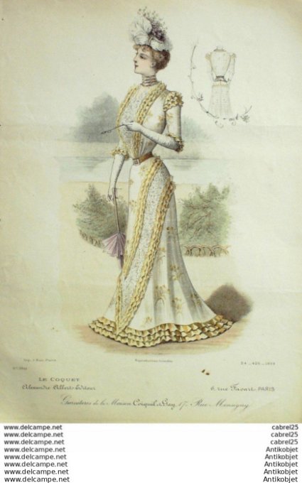 Gravure Mode Le Coquet 1899 # 24 (Old Fashion plate)