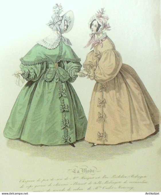 Gravure La mode 1835 # 475 (aquarelle old Fashion plate)