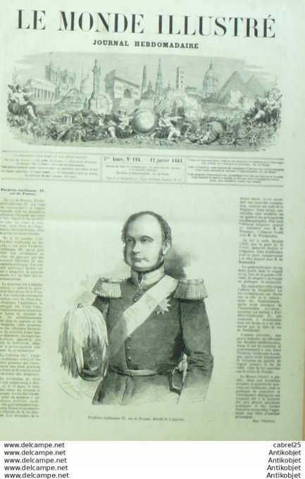 Le Monde illustré 1861 n°196 Frédéric GUILLAUME IV BERCY La RAPEE Bois de BOULOGNE