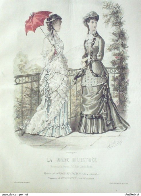 Gravure Mode illustree 1879 # 23 (Old Fashion plate)