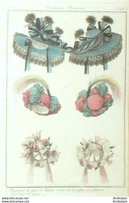 Gravure Mode Costume Parisien 1826 # 2443 (eau forte old Fashion plate