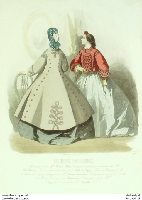Gravure Les Modes Parisiennes 1863 #1079 Manteau gros de Naples Maison Leclère-Collot