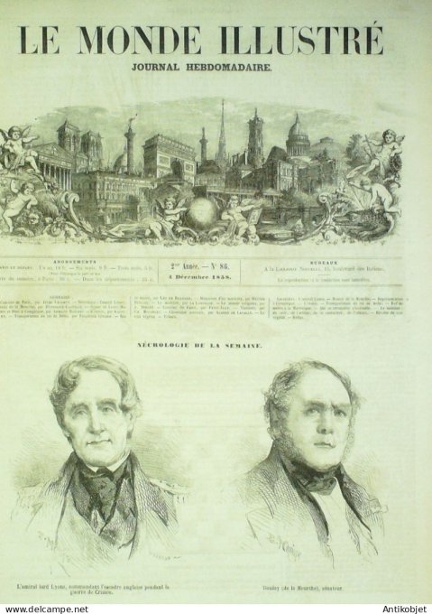 Le Monde illustré 1859 n° 86 Compiègne (60) Inde Calcutta (Martinique) St-Pierre