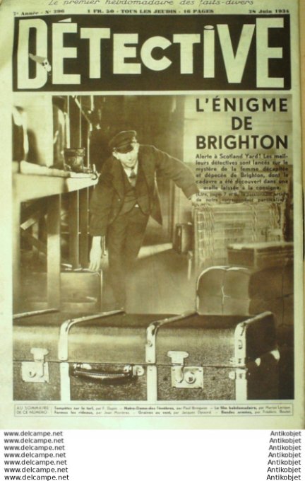 Détective 1934 # 296 Egypte Fary Bey Londres l'énigme de Brighton