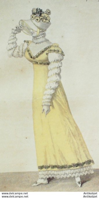 Gravure de mode Costume Parisien 1812 n°1227 Robe mousseline