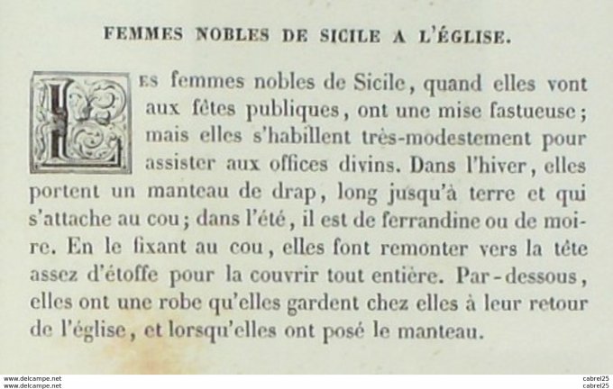 Italie PALERME Noble sicilienne à l'église 1859