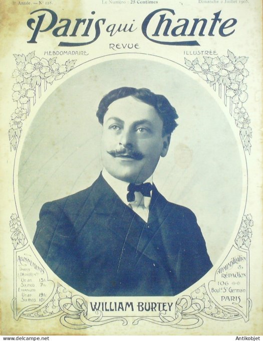 Paris qui chante 1905 n°128 Burtey Napolinette Farjaux De Ruy Eva Perret Salazac