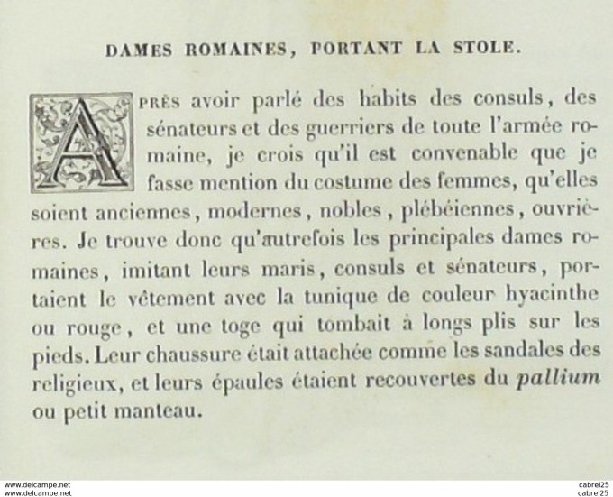 Italie ROMAINE portant la STOLE 1859