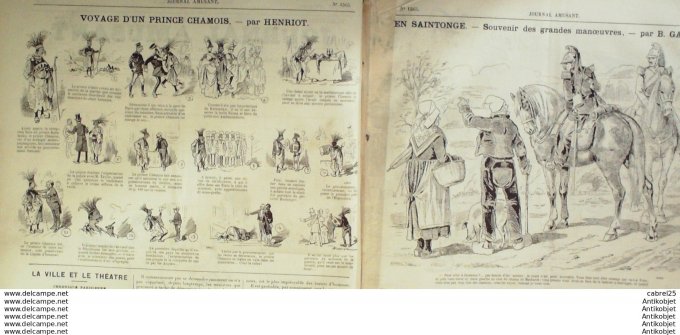 Le Journal Amusant 1886 # 1565 La mer bat son plein de Mars, Saintonge, grandes manoeuvres de Barthe