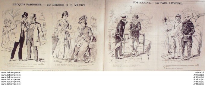 Le Journal Amusant 1886 # 1565 La mer bat son plein de Mars, Saintonge, grandes manoeuvres de Barthe