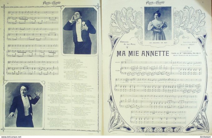 Paris qui chante 1905 n°128 Burtey Napolinette Farjaux De Ruy Eva Perret Salazac