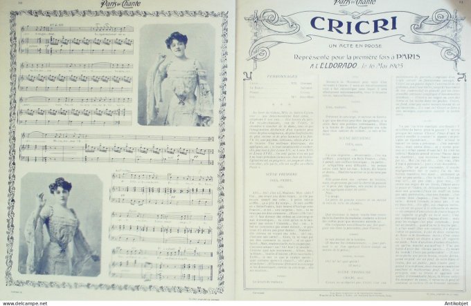 Paris qui chante 1905 n°128 Burtey Napolinette Farjaux De Ruy Eva Perret Salazac