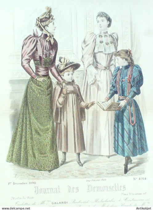 Gravure Mode J.Demoiselles 1892 # 4914 (Old Fashion plate)