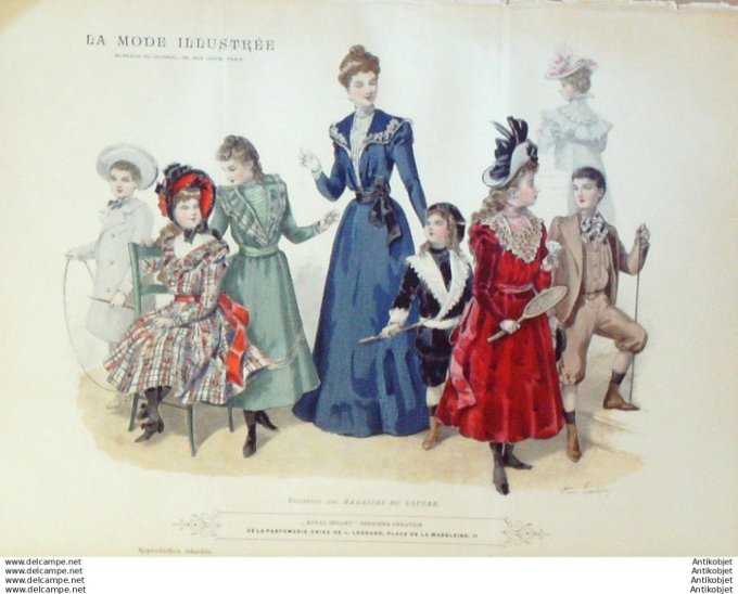 Gravure Mode illustree 1898 # 47 (Old Fashion plate) RARE