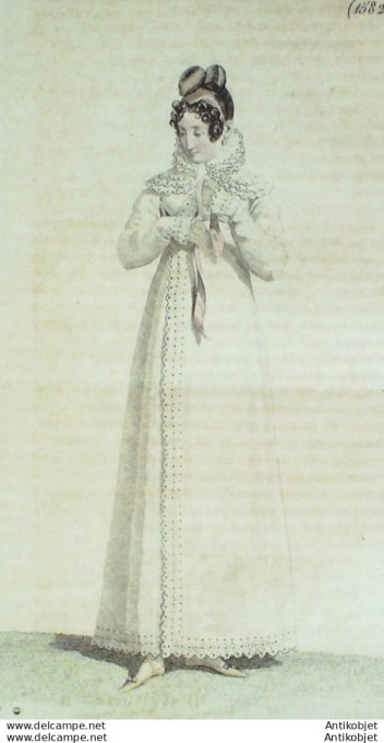 Gravure de mode Costume Parisien 1816 n°1582 Redingote de perkale