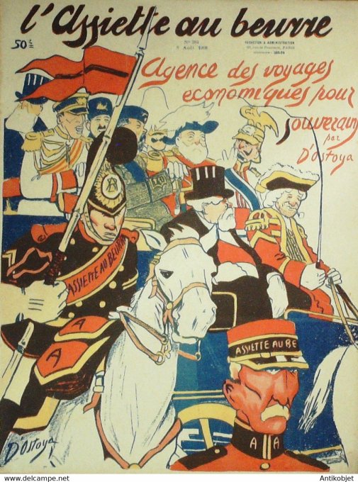 L'Assiette au beurre 1908 # 384 Agences de voyages économiques pour Souverains Ostoya