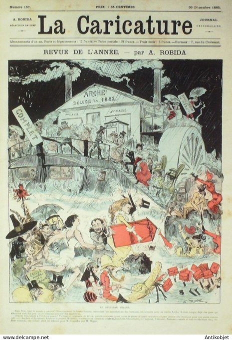 La Caricature 1882 #157 Revue de l'Année embarquement dans l'Arche Robida Trock Brac